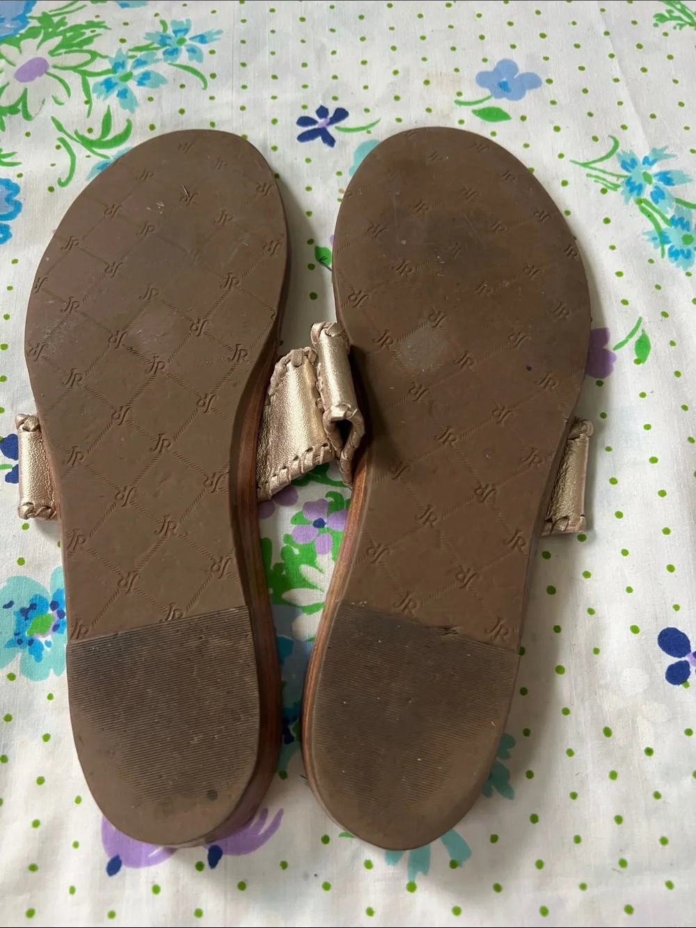 Jack Rogers Mini Metallic Leather Flip Flop Sandals - 9